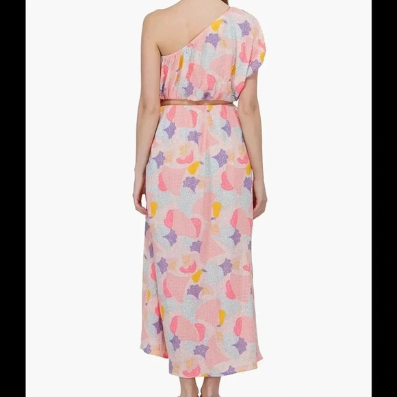 America & Beyond Cotton Candy One shoulder Maxi Dress M Spring Summer Long - Picture 5 of 11